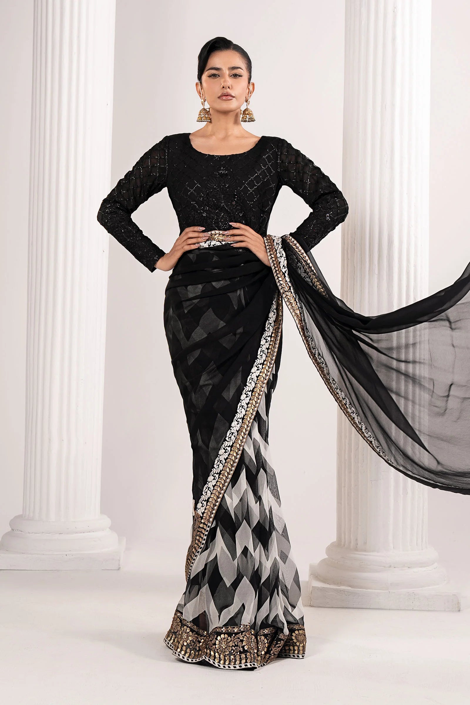 Maria.B. - Embroidered Chiffon Saree