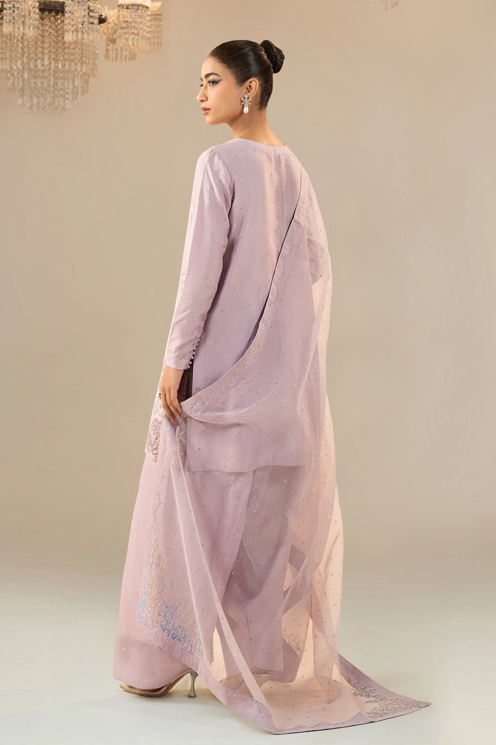 Maria.B. - 3 Piece Embellished Raw Silk Suit