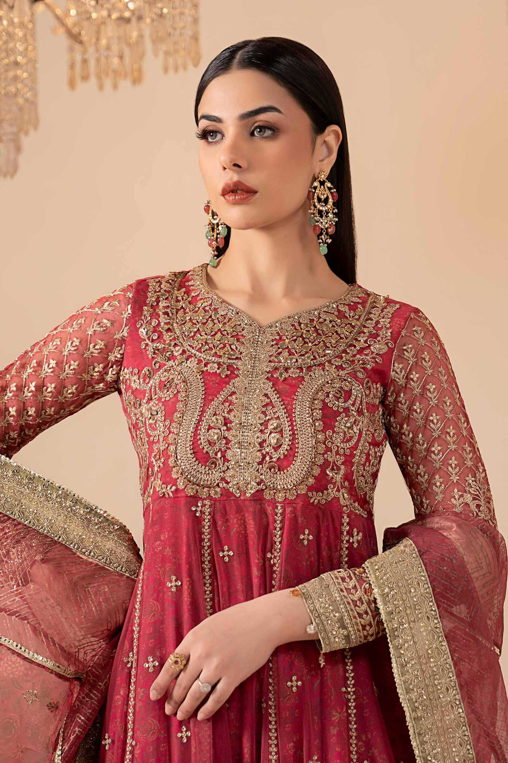 Maria.B. - 3 Piece Embroidered Net Suit