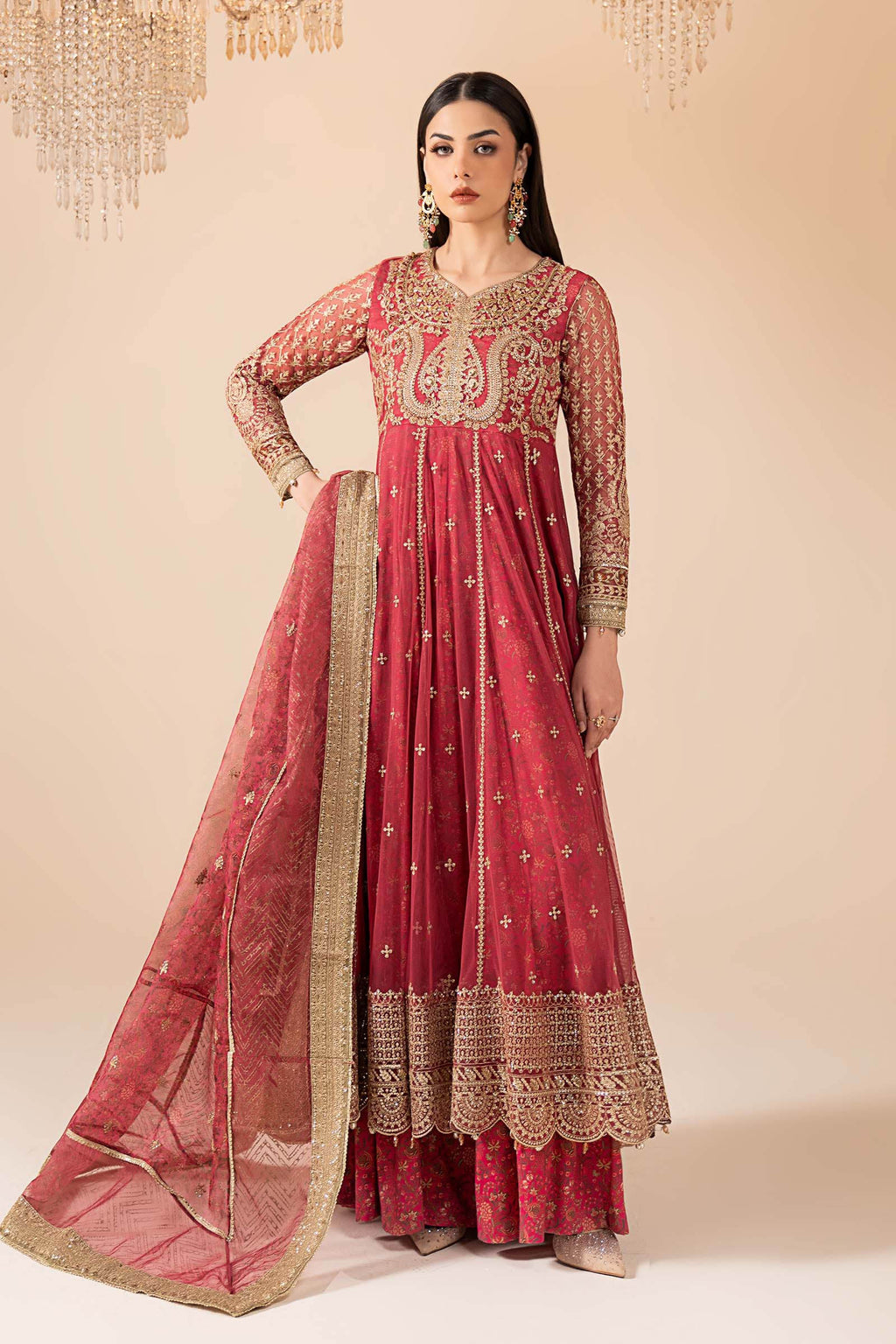 Maria.B. - 3 Piece Embroidered Net Suit