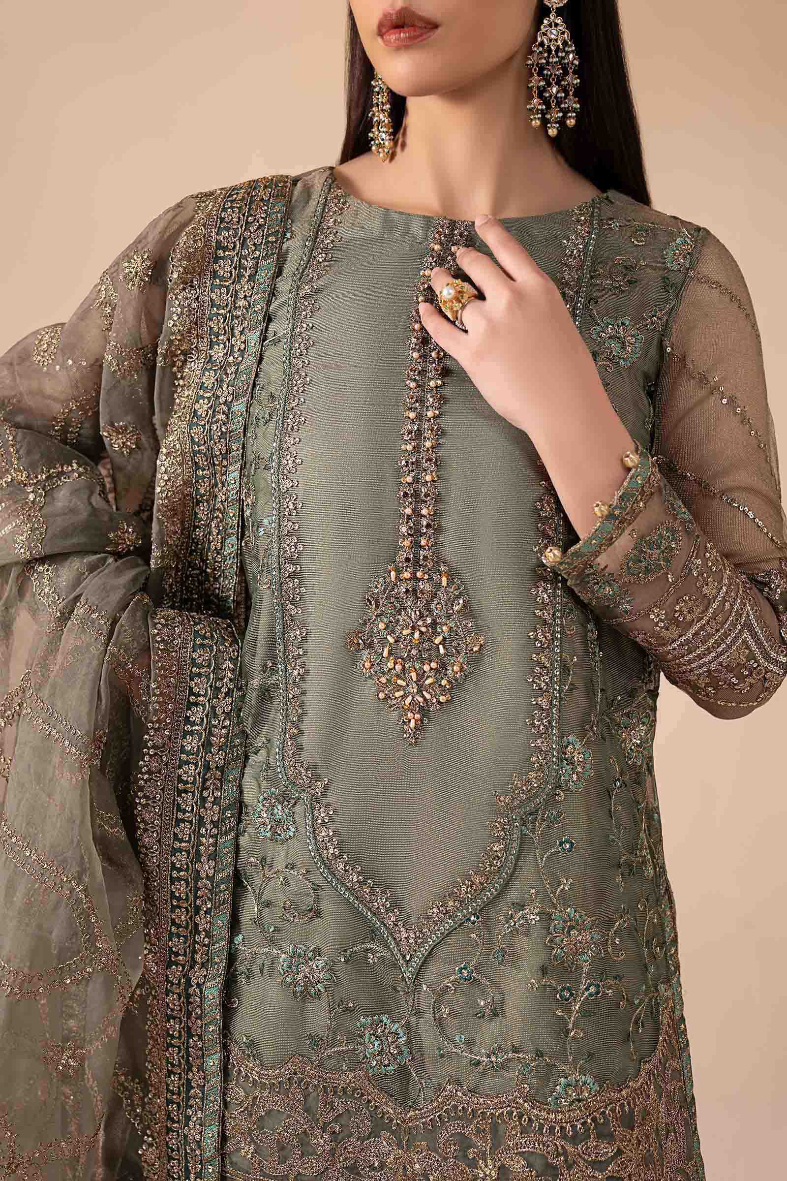 Maria.B. - 3 Piece Embroidered Zari Net Suit