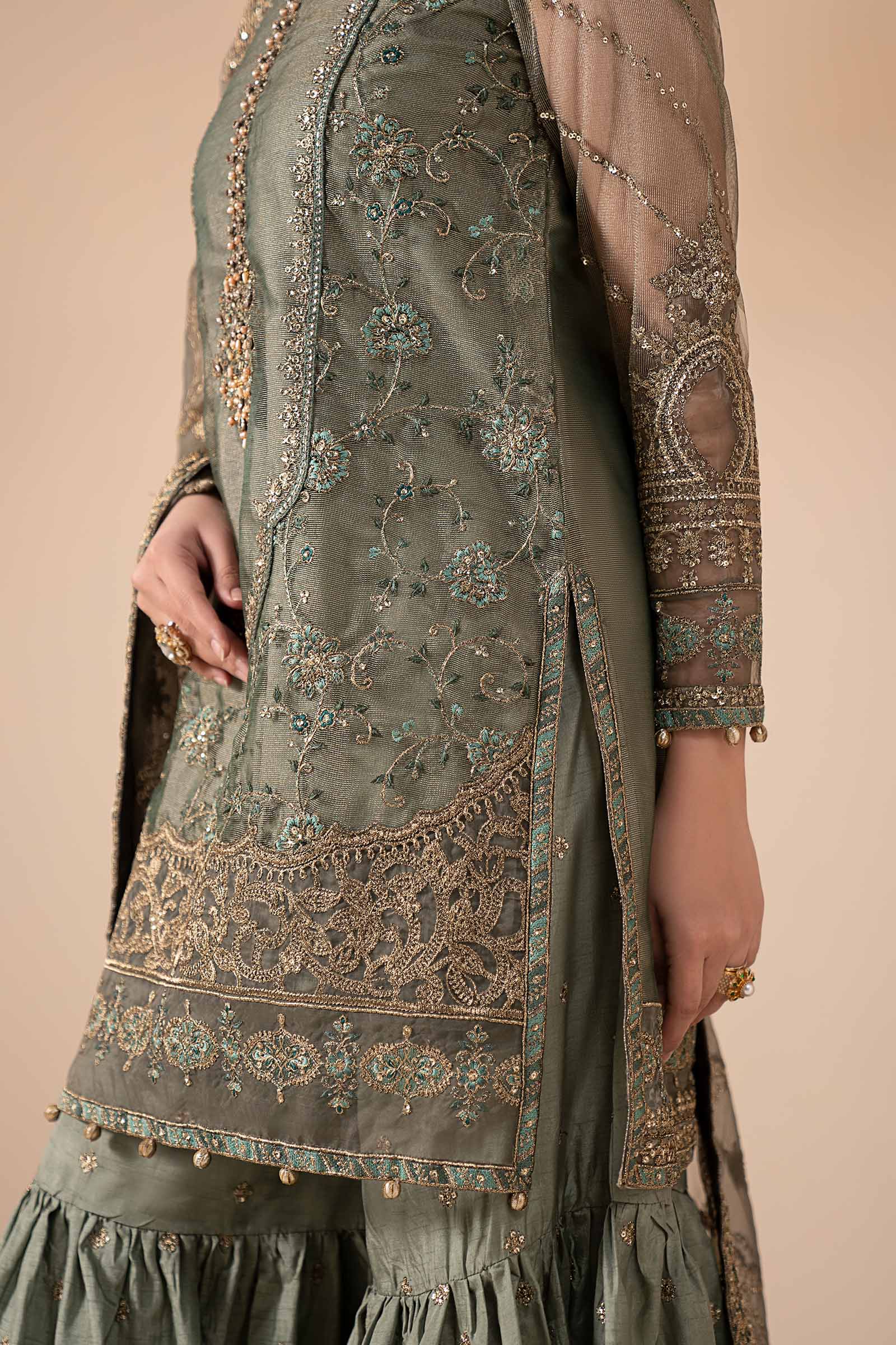 Maria.B. - 3 Piece Embroidered Zari Net Suit