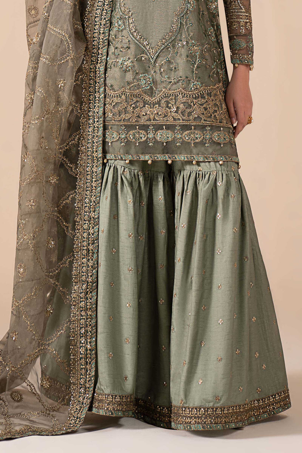 Maria.B. - 3 Piece Embroidered Zari Net Suit