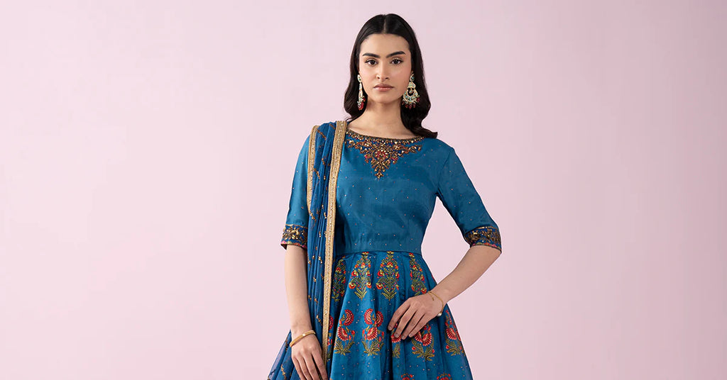 Maria.B. - 3 Piece Embroidered Raw Silk Suit