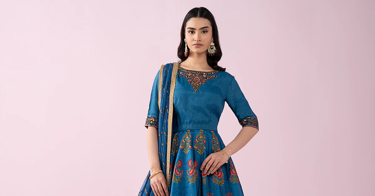 Maria.B. - 3 Piece Embroidered Raw Silk Suit