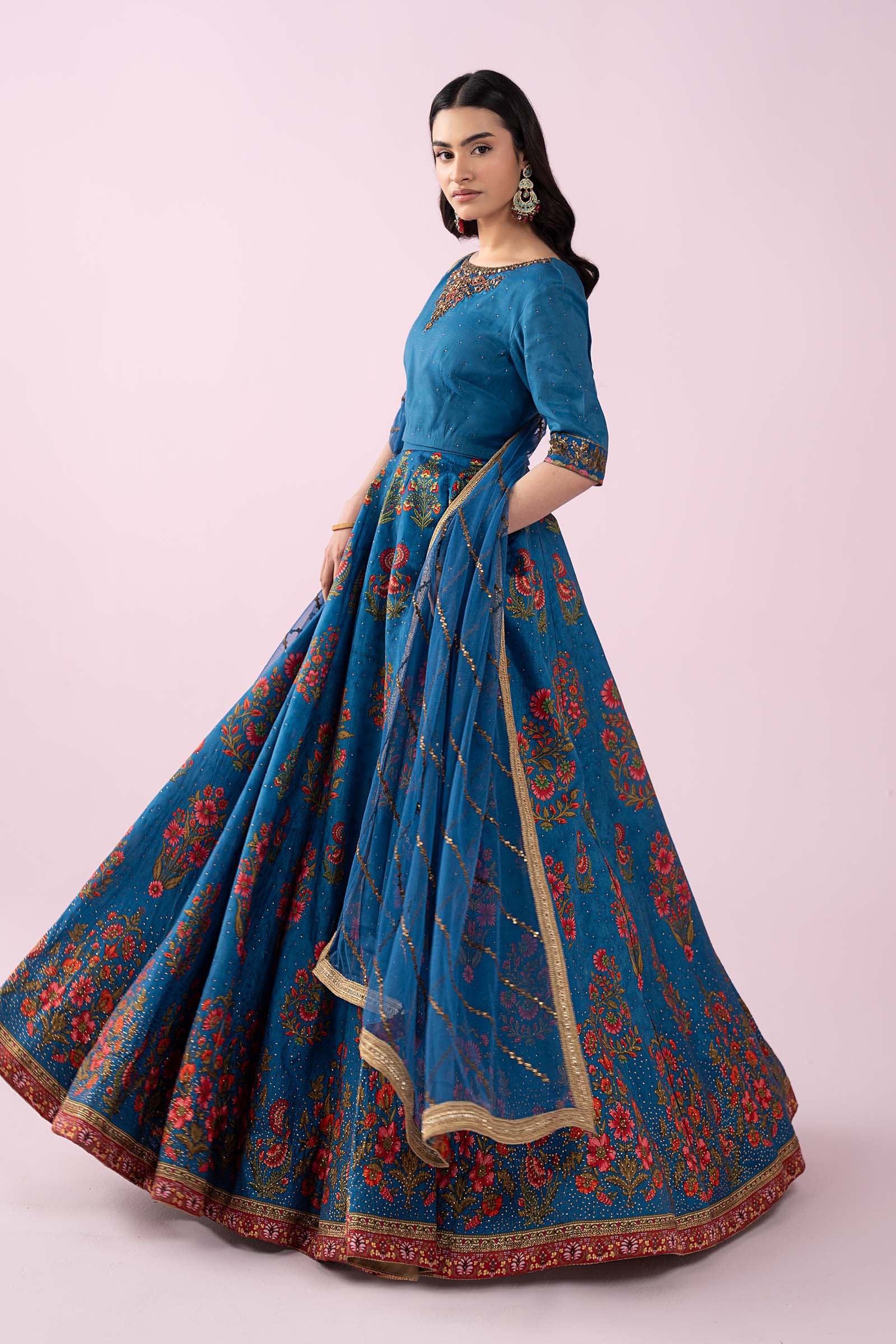 Maria.B. - 3 Piece Embroidered Raw Silk Suit