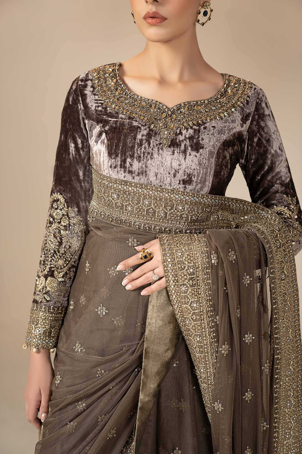 Maria.B. - Embroidered Net Saree