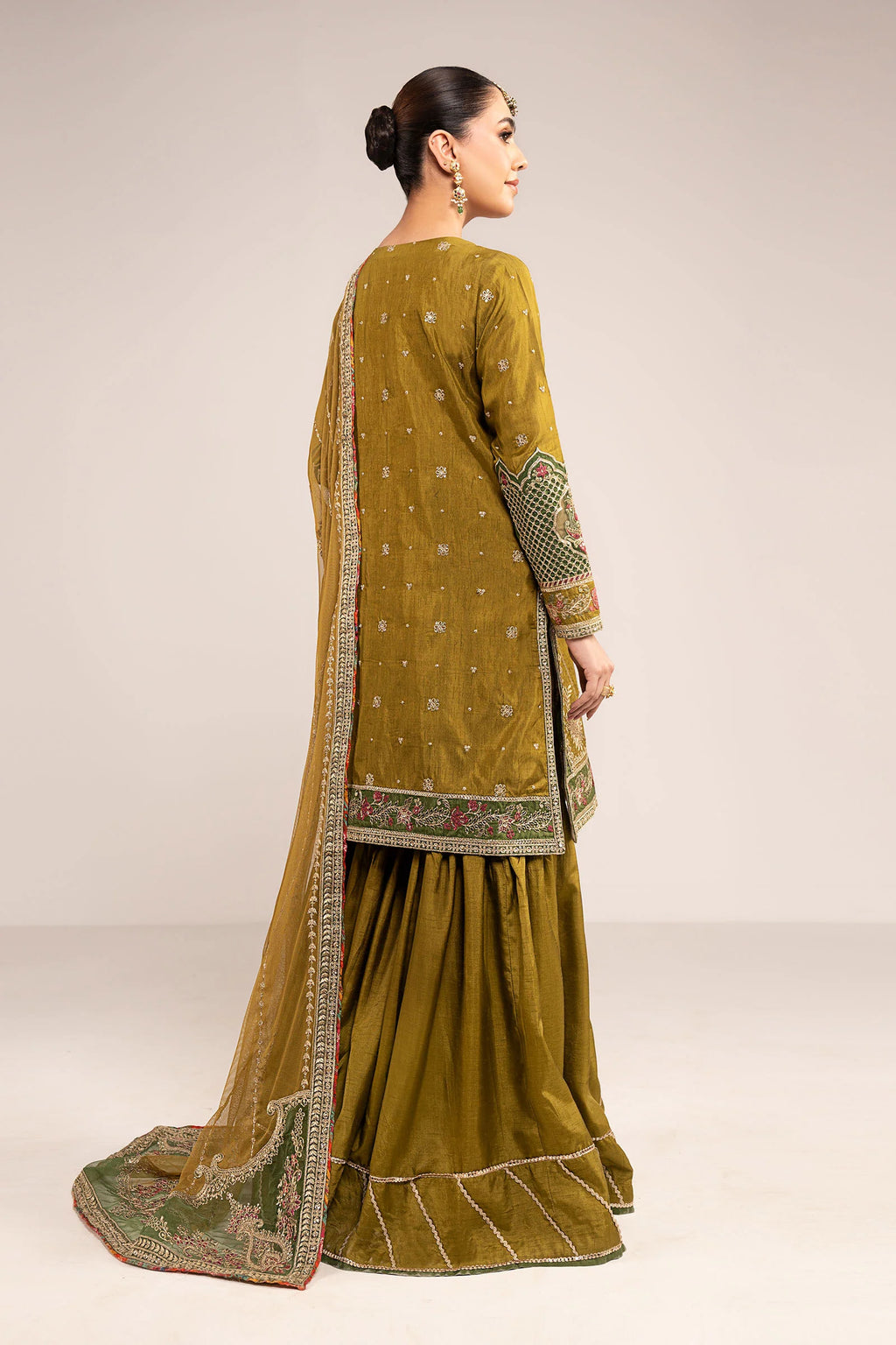 Maria.B. - 3 Piece Embroidered Raw Silk Suit
