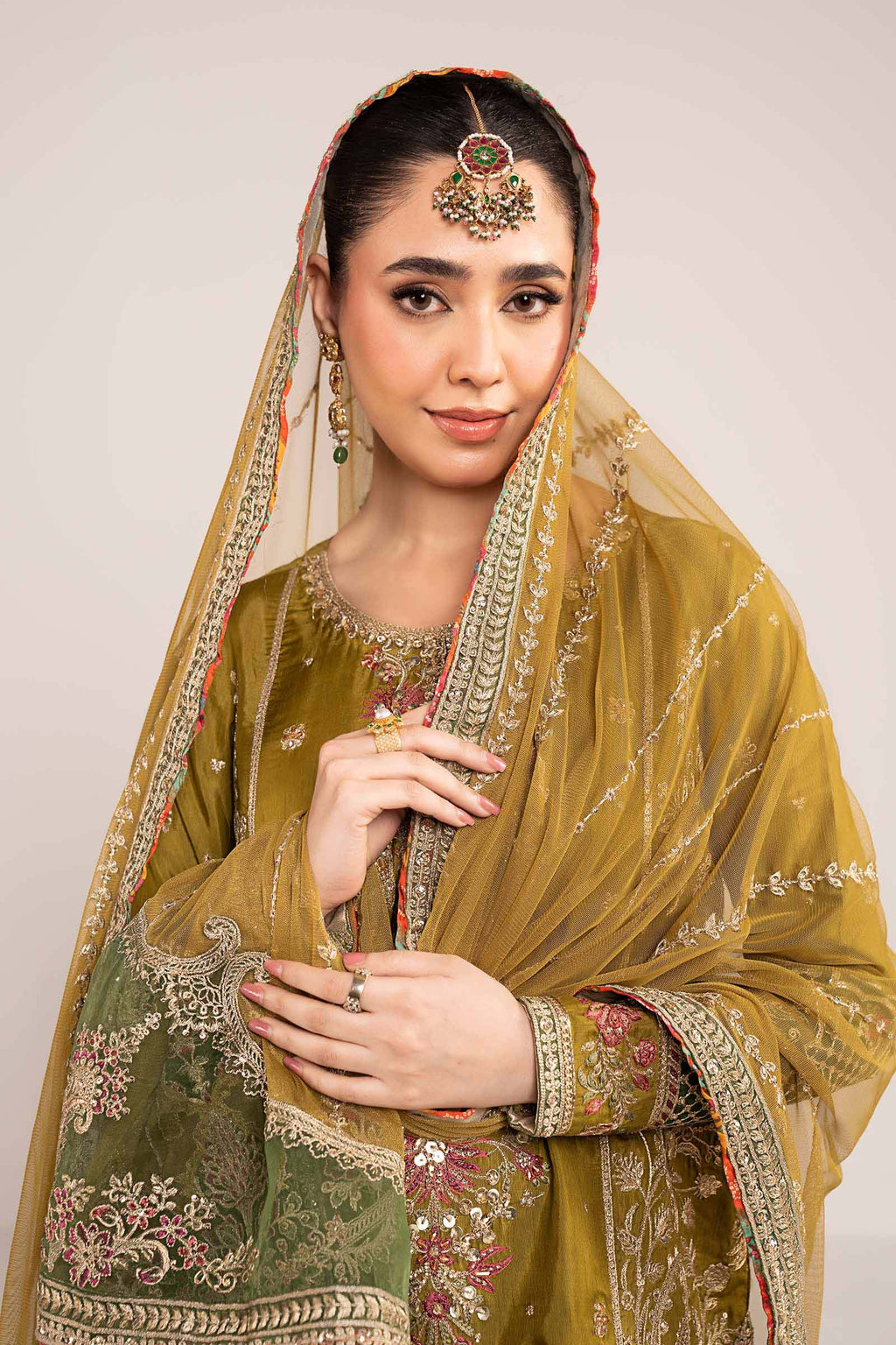 Maria.B. - 3 Piece Embroidered Raw Silk Suit
