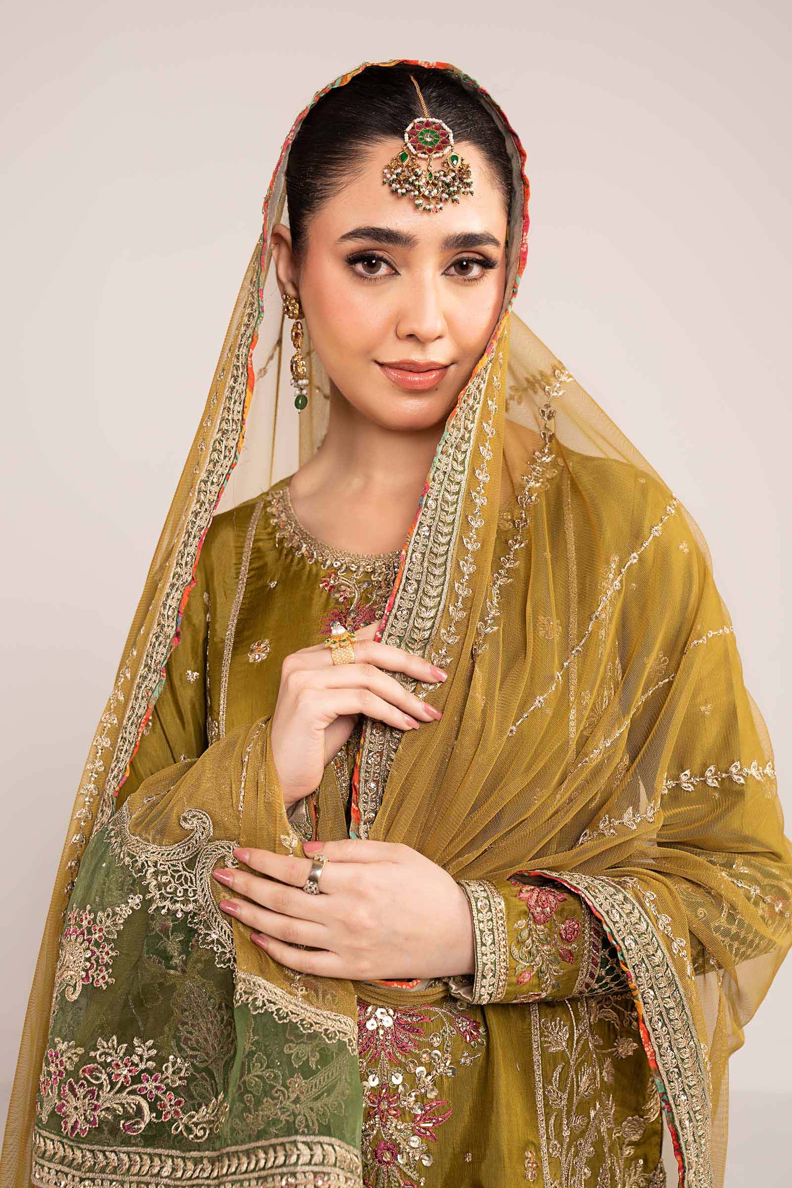 Maria.B. - 3 Piece Embroidered Raw Silk Suit