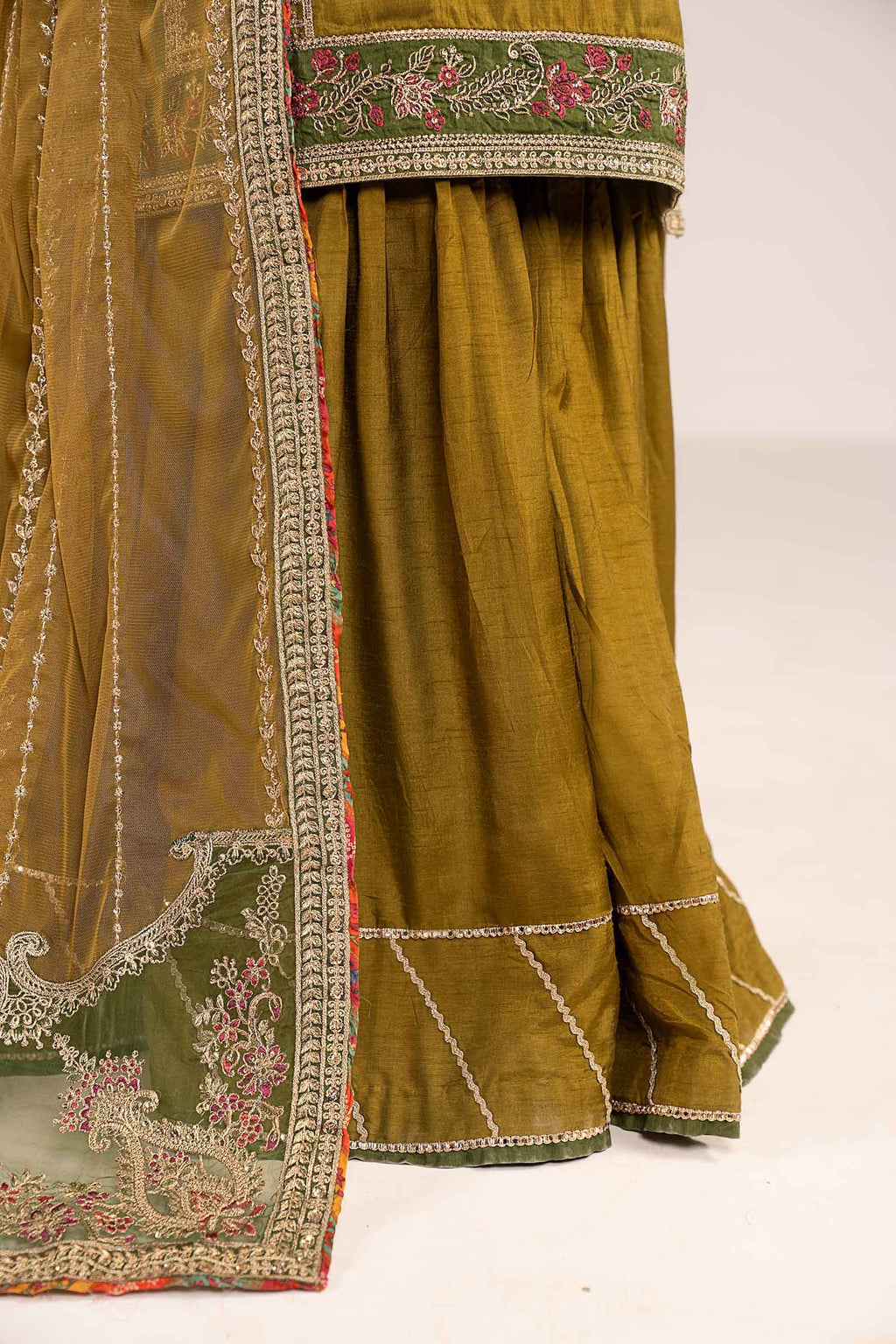 Maria.B. - 3 Piece Embroidered Raw Silk Suit