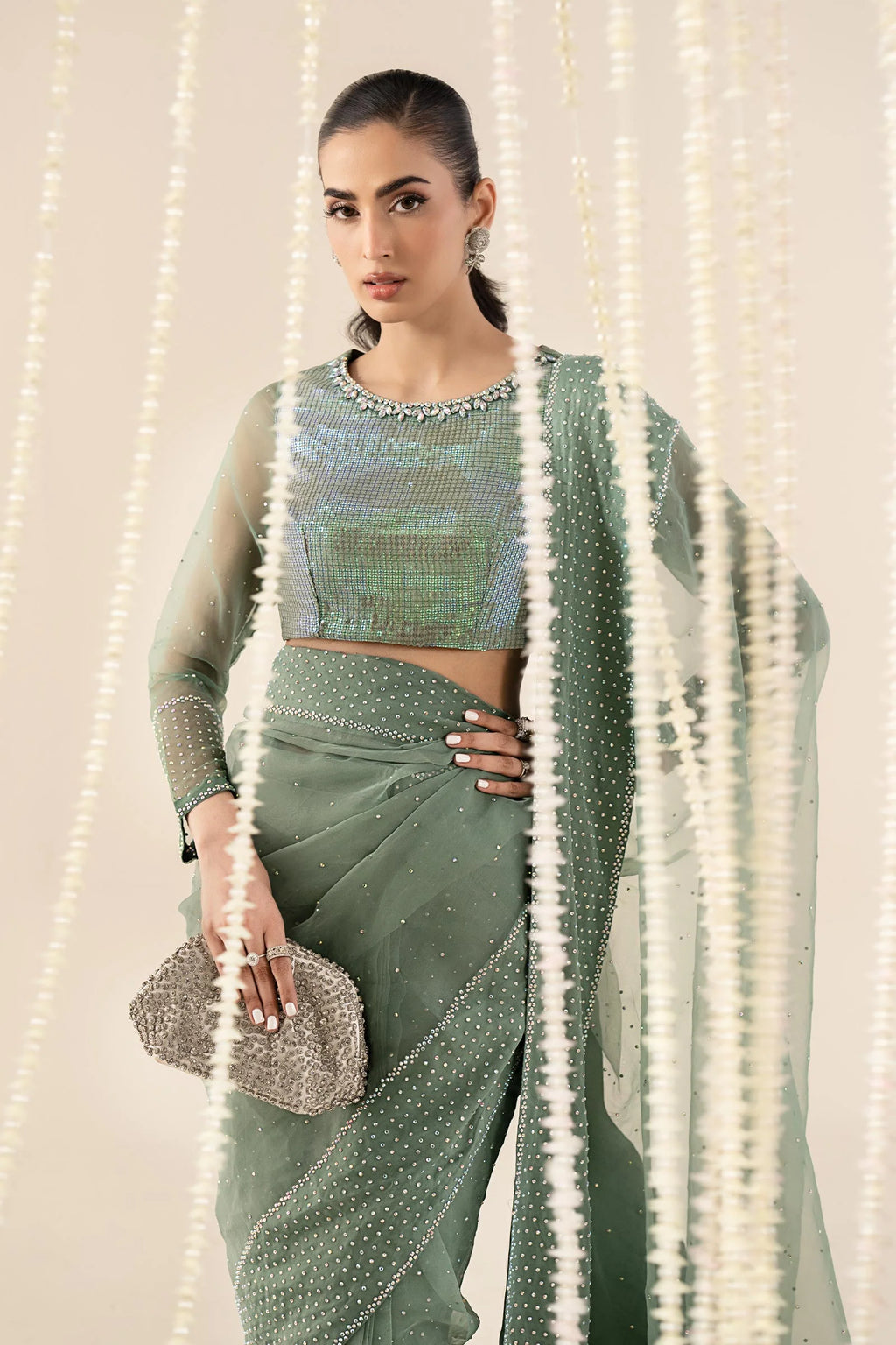 Maria.B. - Embellished Organza Saree