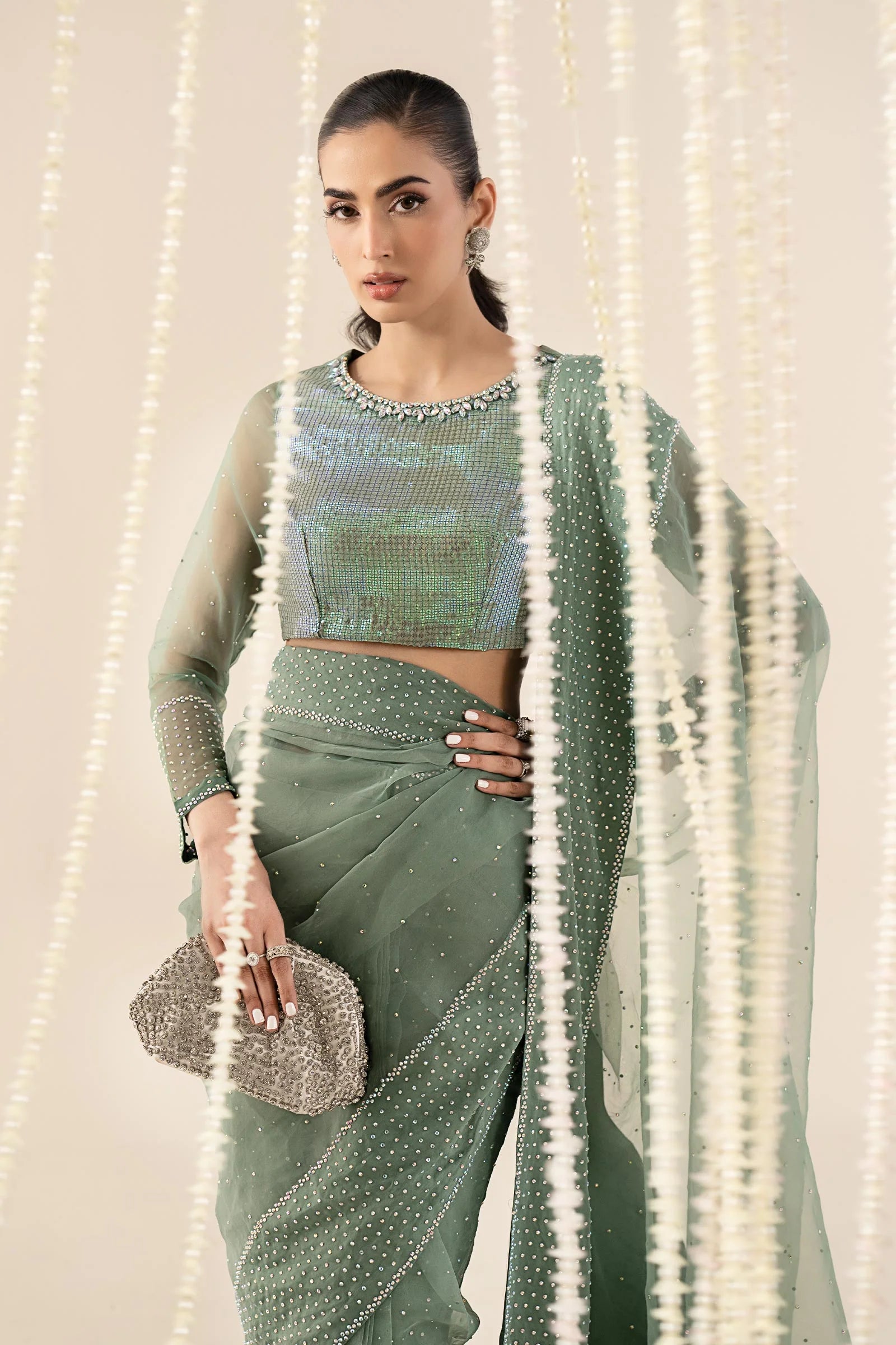 Maria.B. - Embellished Organza Saree