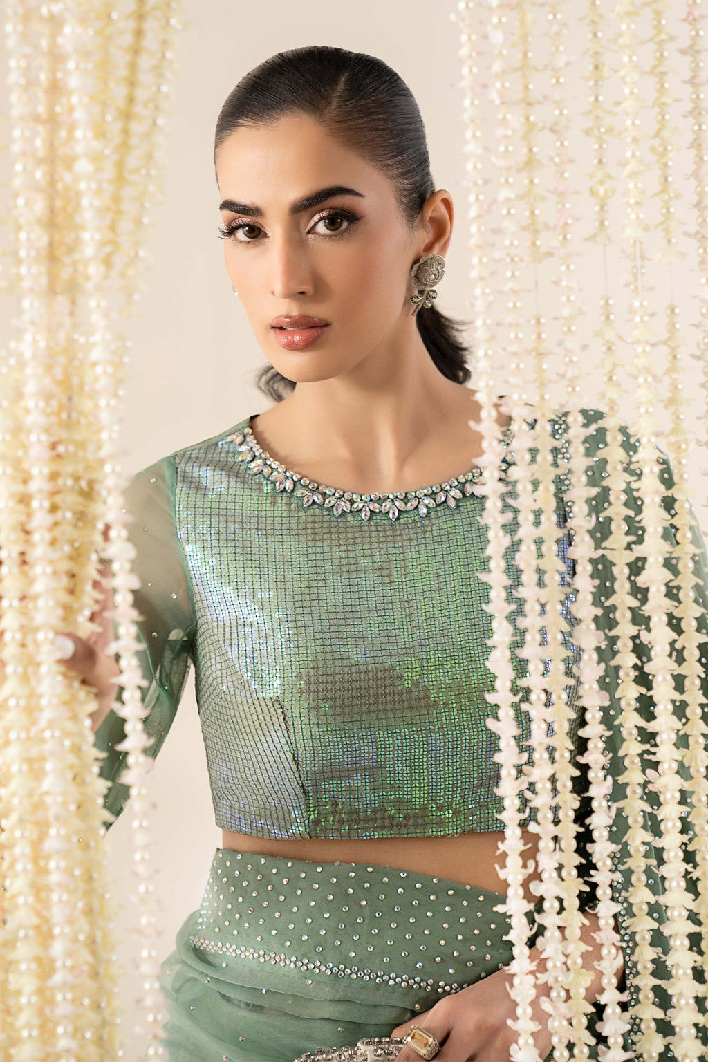 Maria.B. - Embellished Organza Saree