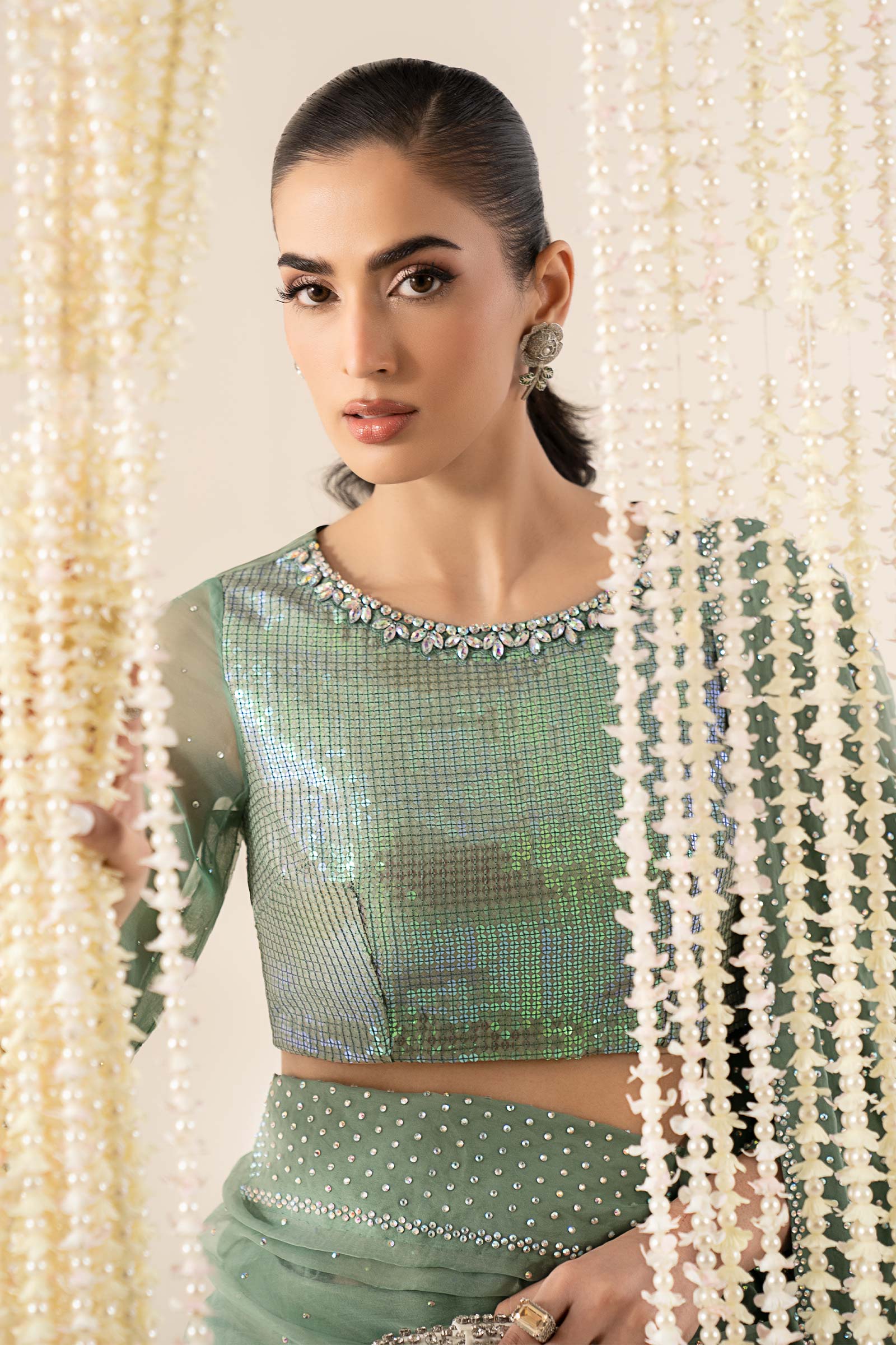 Maria.B. - Embellished Organza Saree