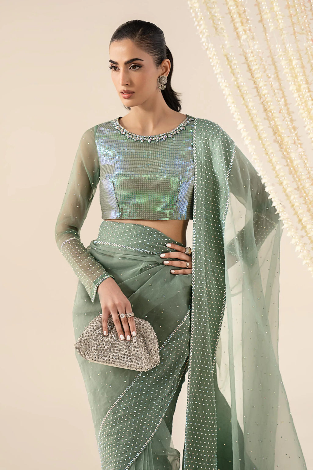 Maria.B. - Embellished Organza Saree