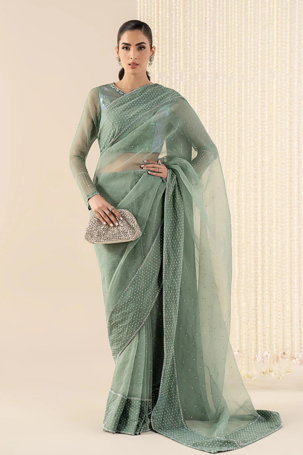 Maria.B. - Embellished Organza Saree