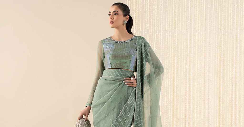 Maria.B. - Embellished Organza Saree