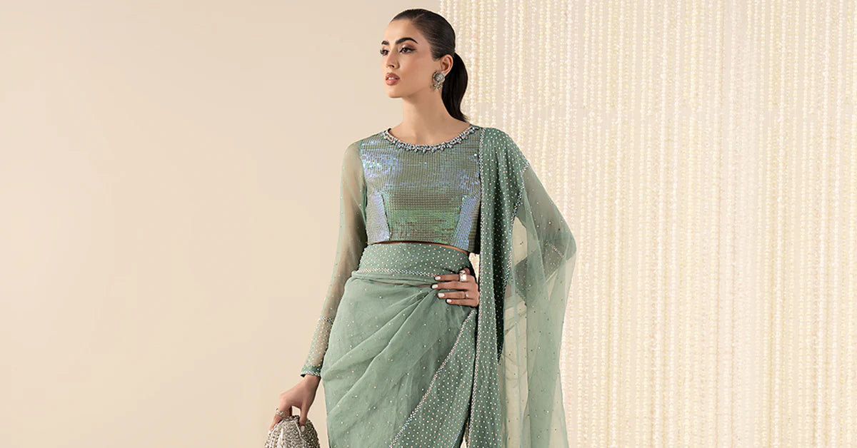 Maria.B. - Embellished Organza Saree