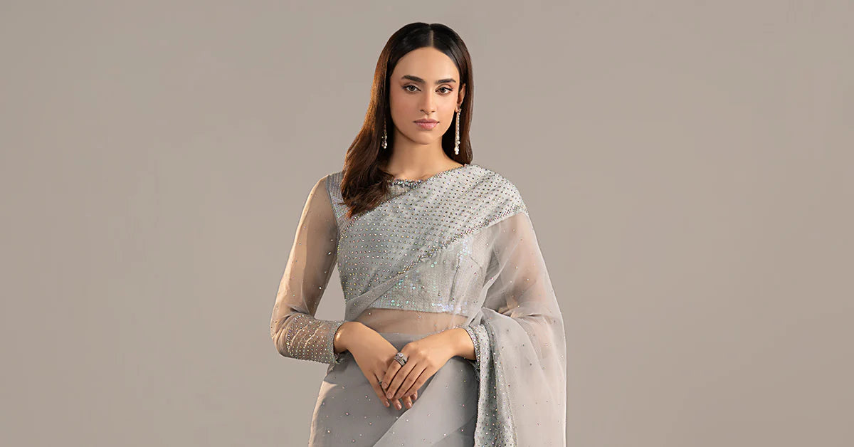 Maria.B. - Embellished Organza Saree