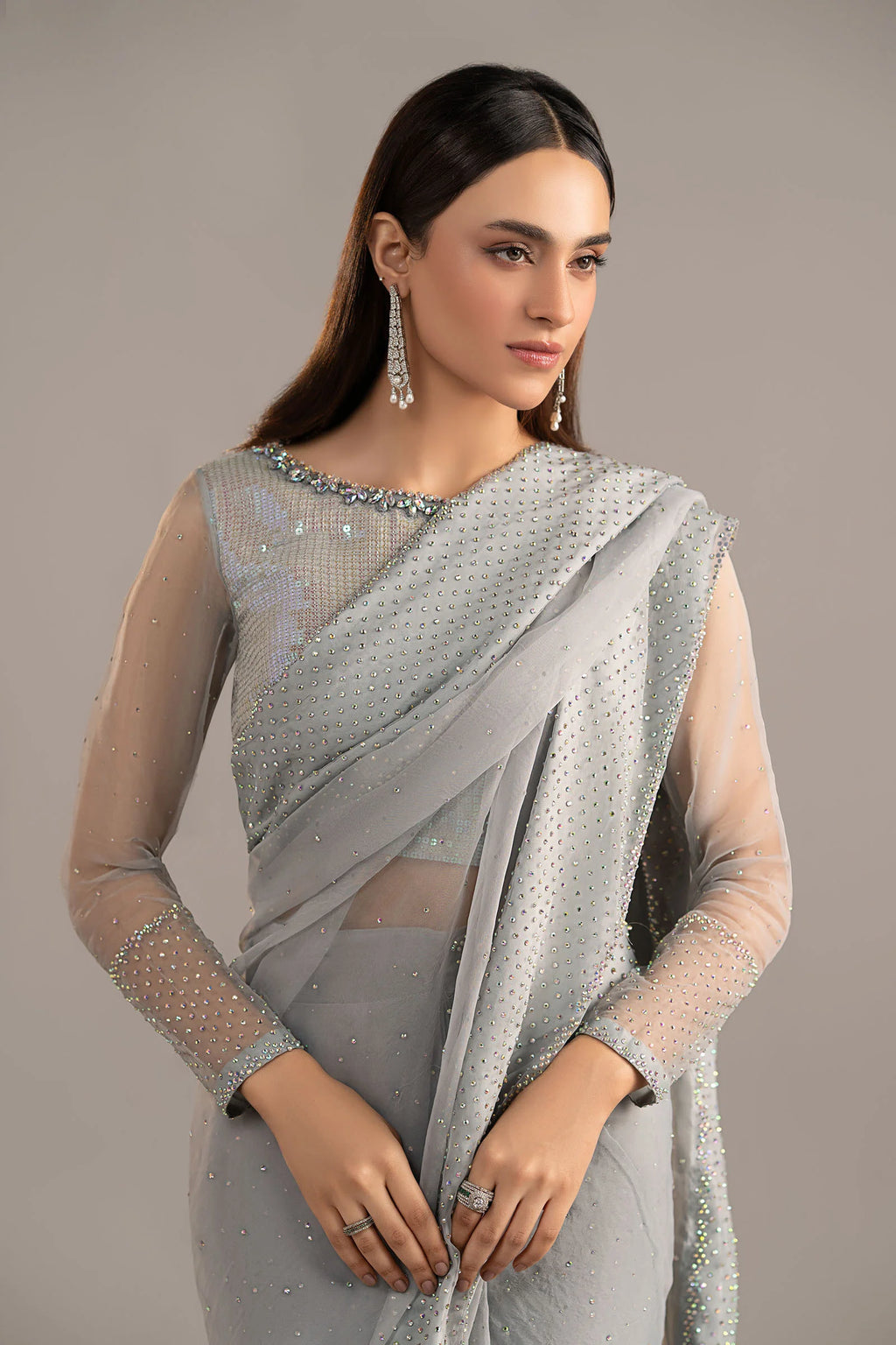 Maria.B. - Embellished Organza Saree