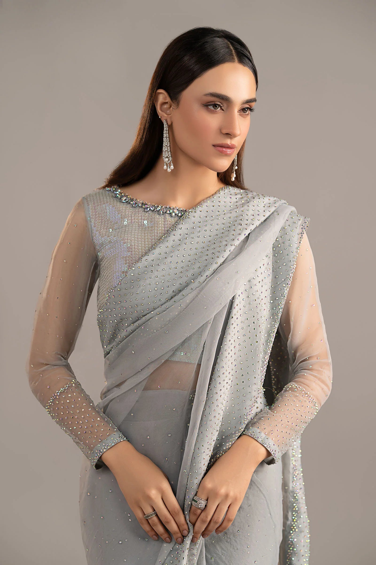 Maria.B. - Embellished Organza Saree