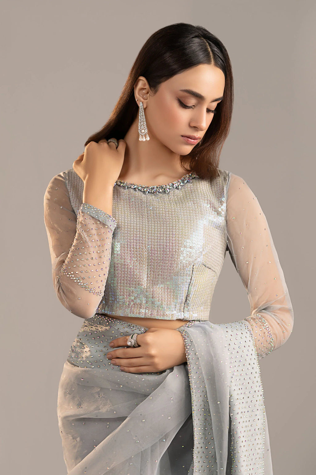 Maria.B. - Embellished Organza Saree