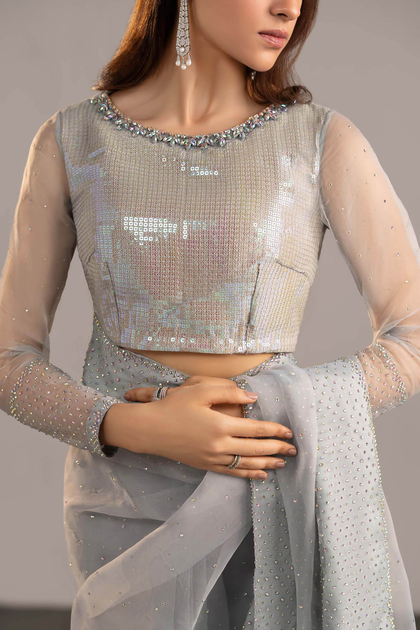 Maria.B. - Embellished Organza Saree