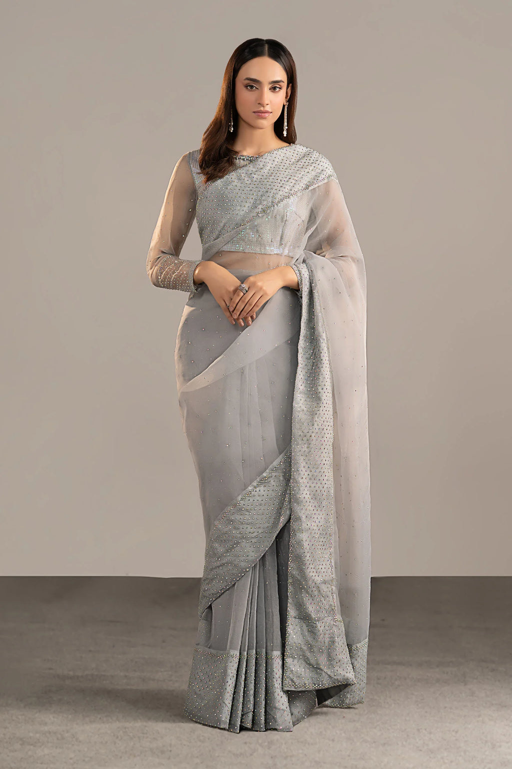 Maria.B. - Embellished Organza Saree