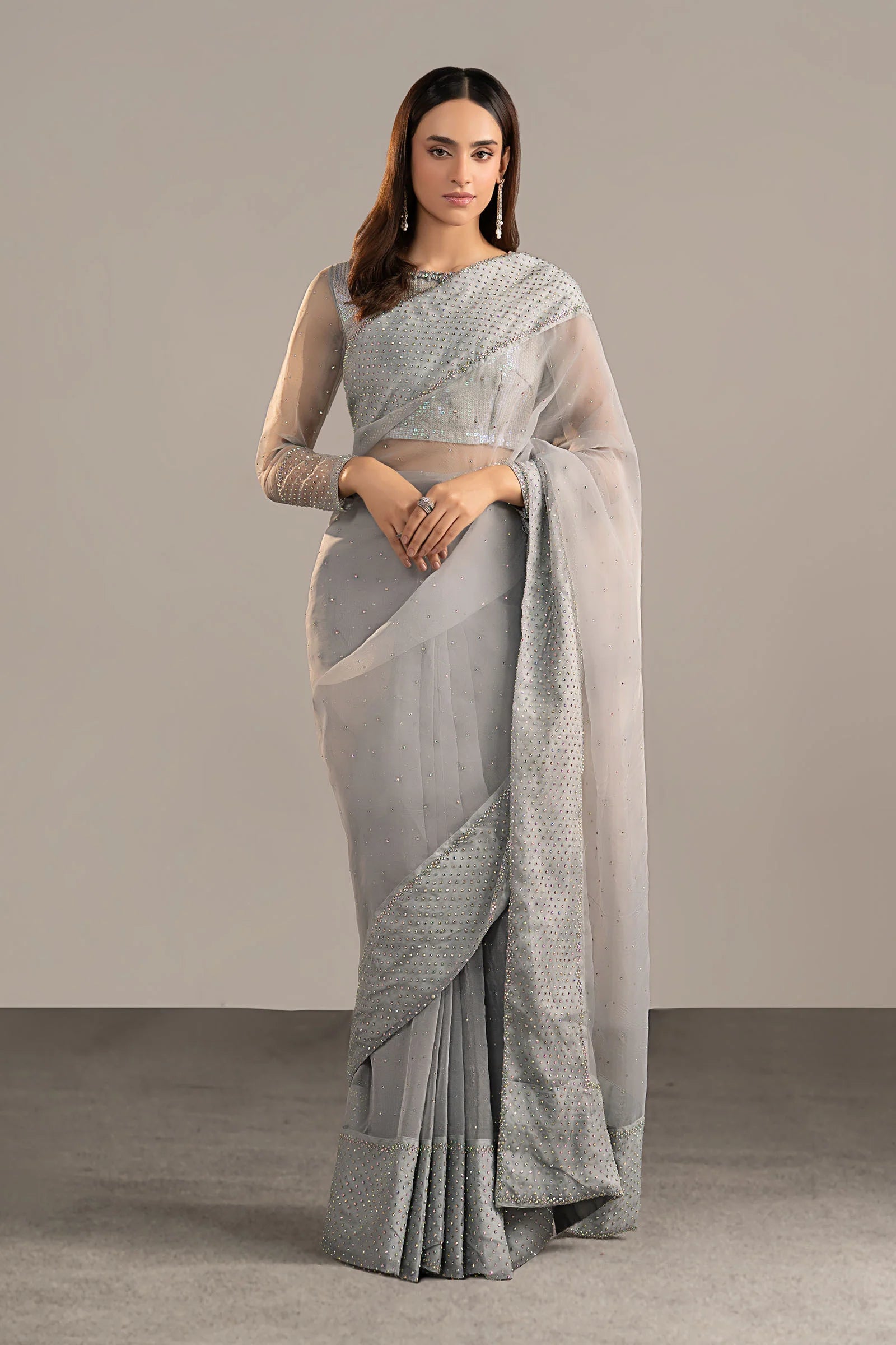 Maria.B. - Embellished Organza Saree