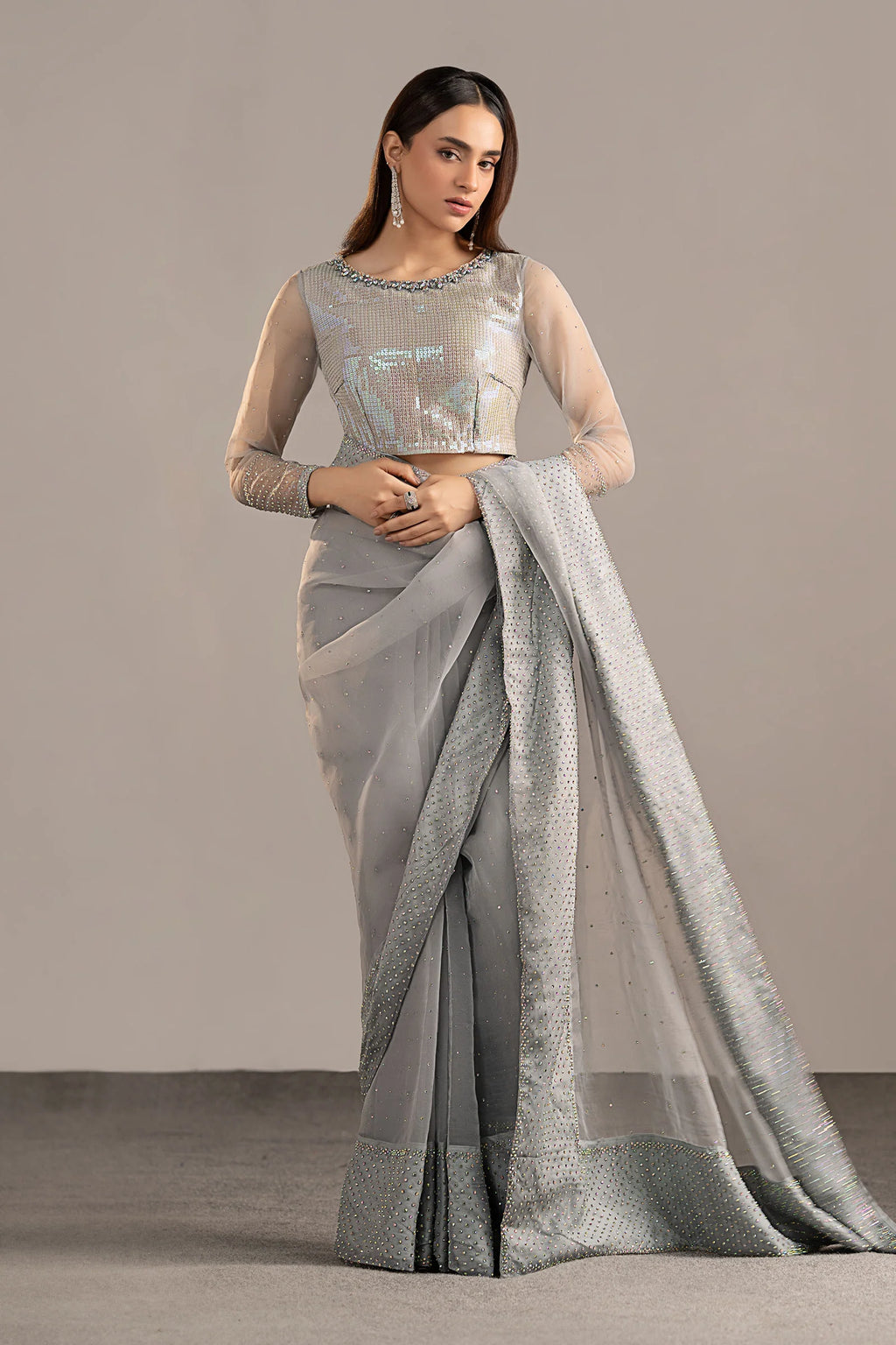 Maria.B. - Embellished Organza Saree