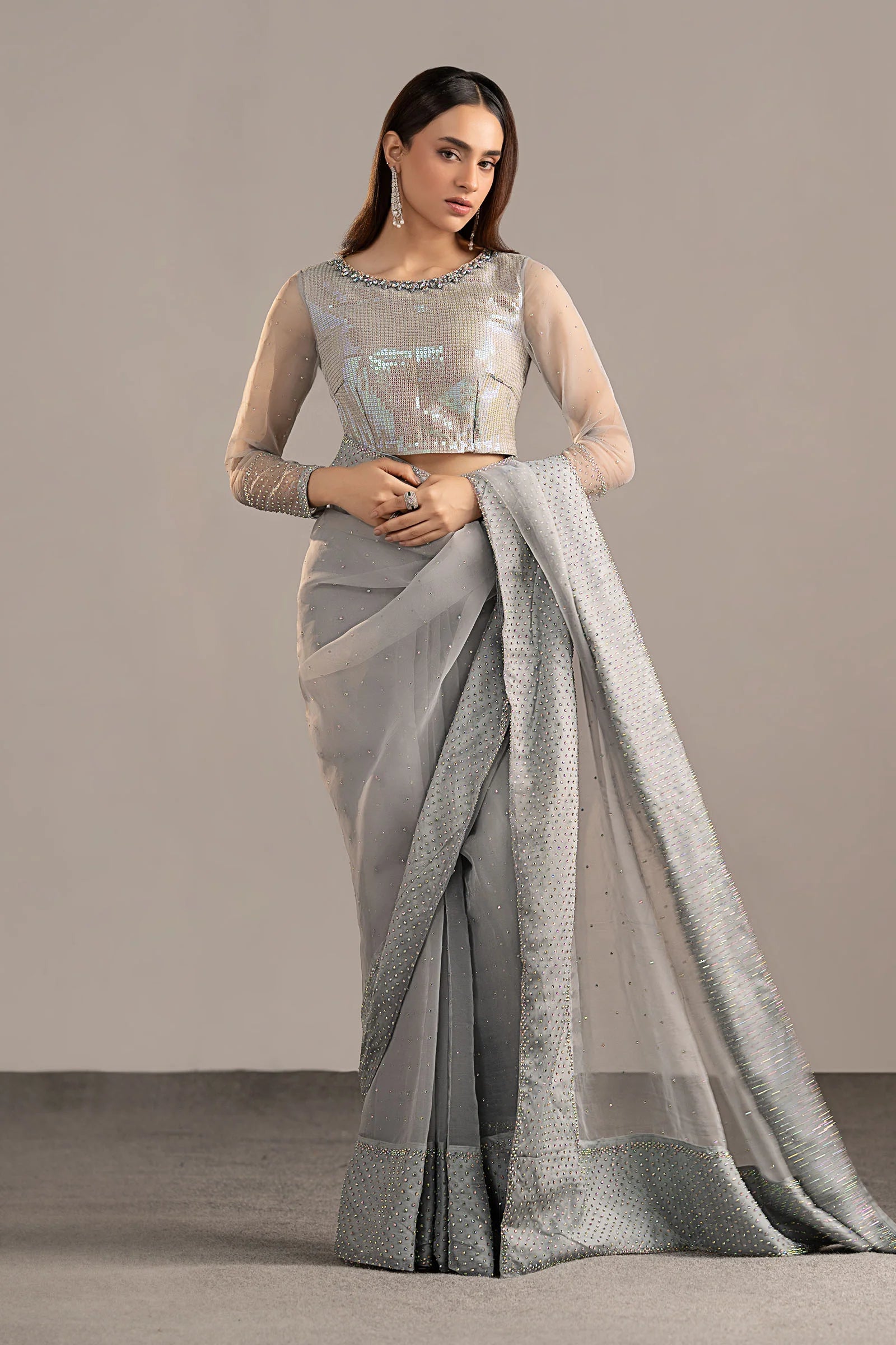 Maria.B. - Embellished Organza Saree