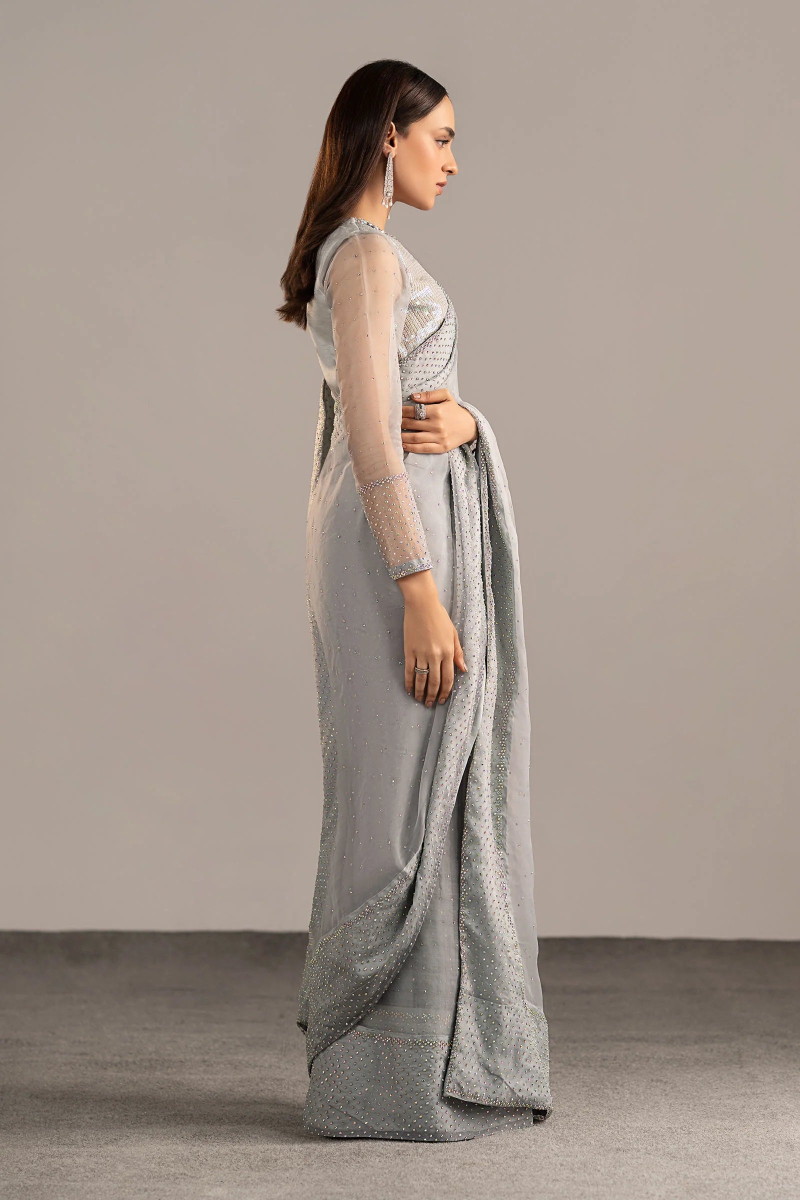 Maria.B. - Embellished Organza Saree
