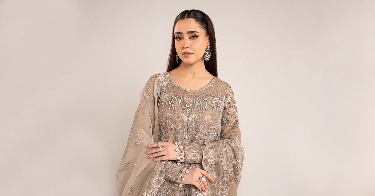 Maria.B. - 3 Piece Embroidered Net Suit