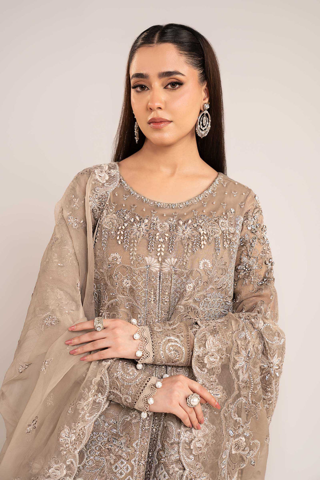 Maria.B. - 3 Piece Embroidered Net Suit