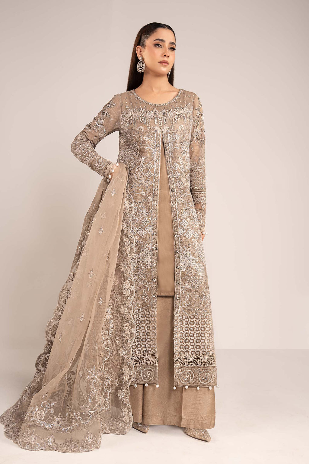 Maria.B. - 3 Piece Embroidered Net Suit