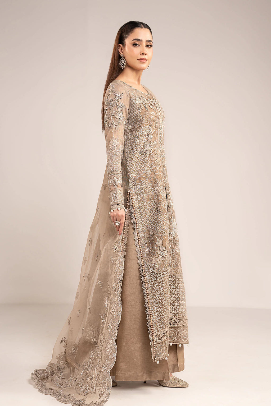Maria.B. - 3 Piece Embroidered Net Suit