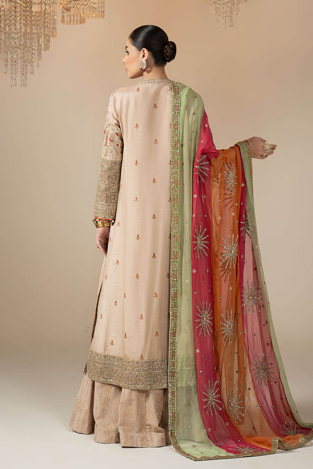 Maria.B. - 3 Piece Embroidered Raw Silk Suit