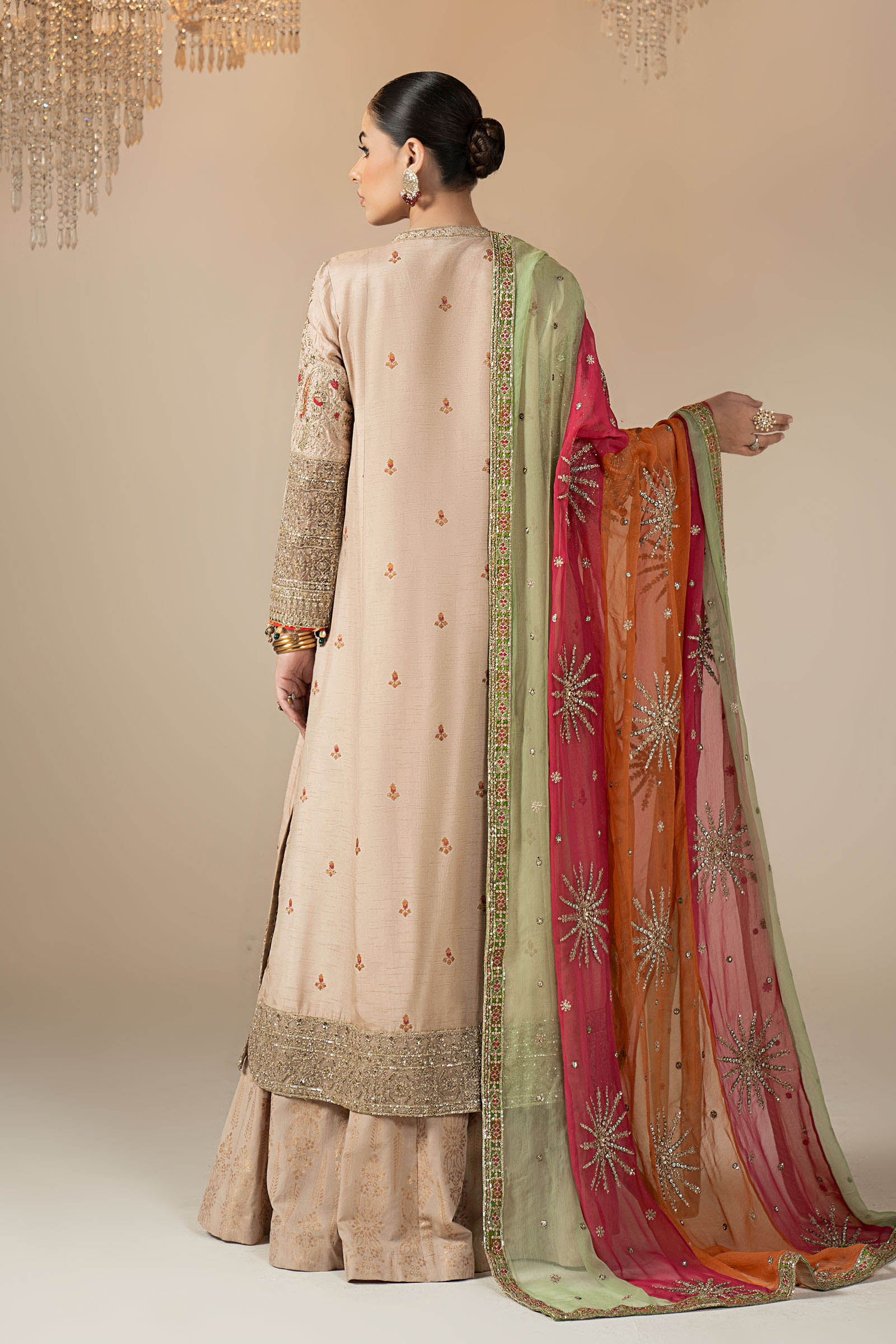 Maria.B. - 3 Piece Embroidered Raw Silk Suit