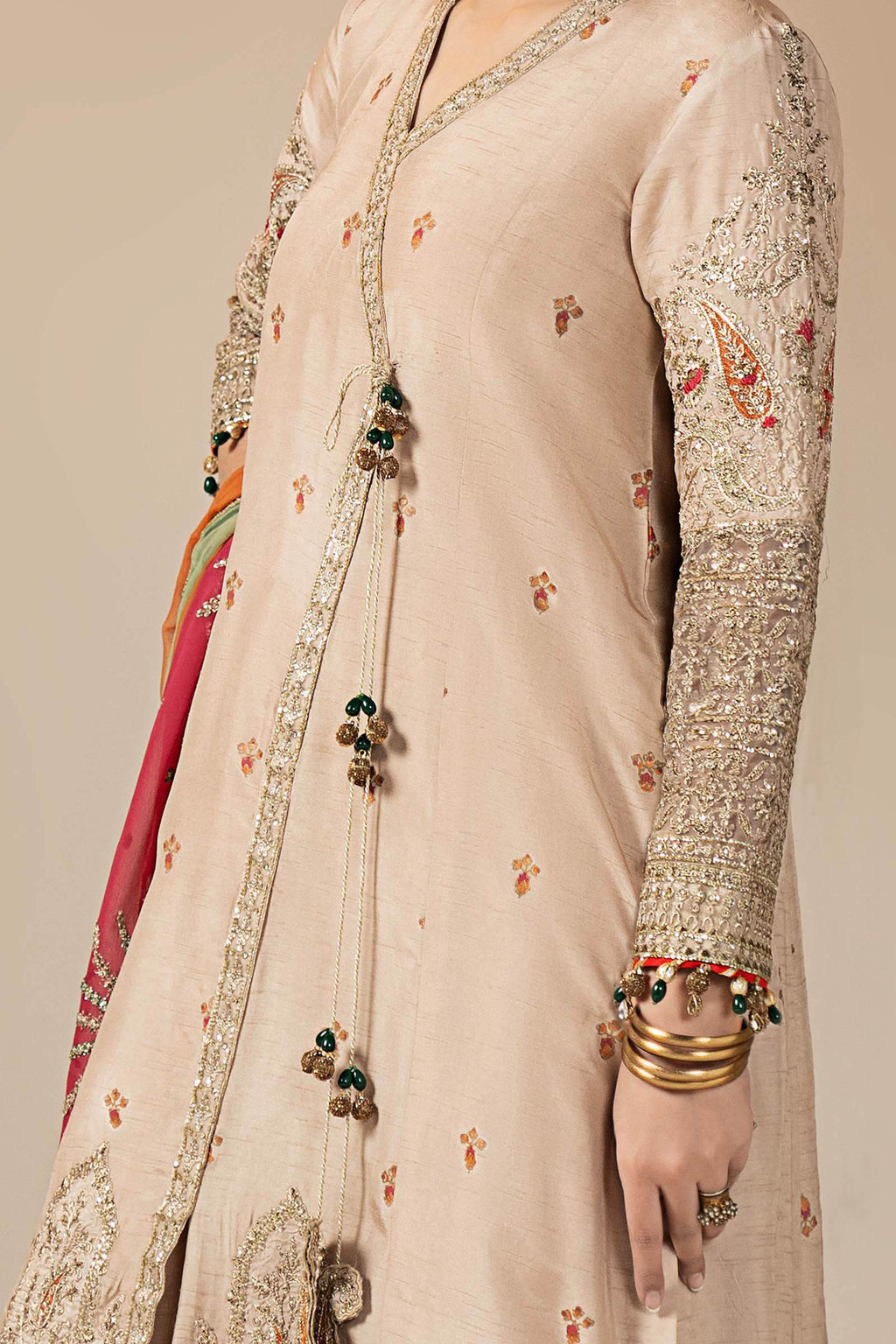 Maria.B. - 3 Piece Embroidered Raw Silk Suit