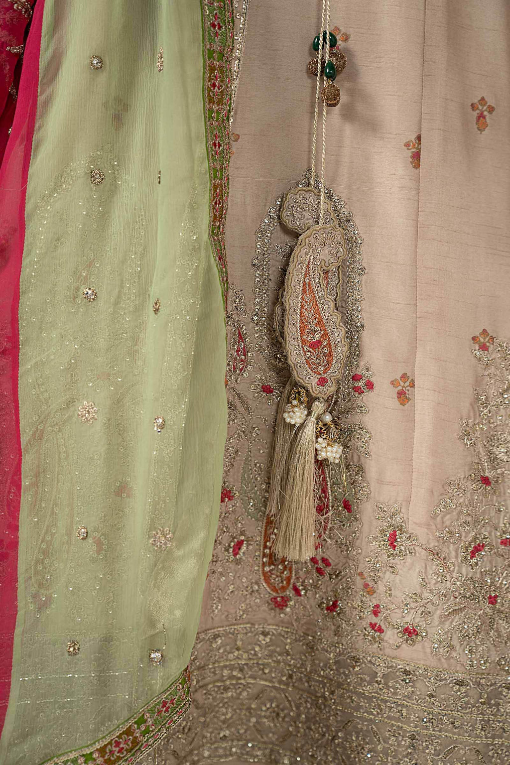 Maria.B. - 3 Piece Embroidered Raw Silk Suit