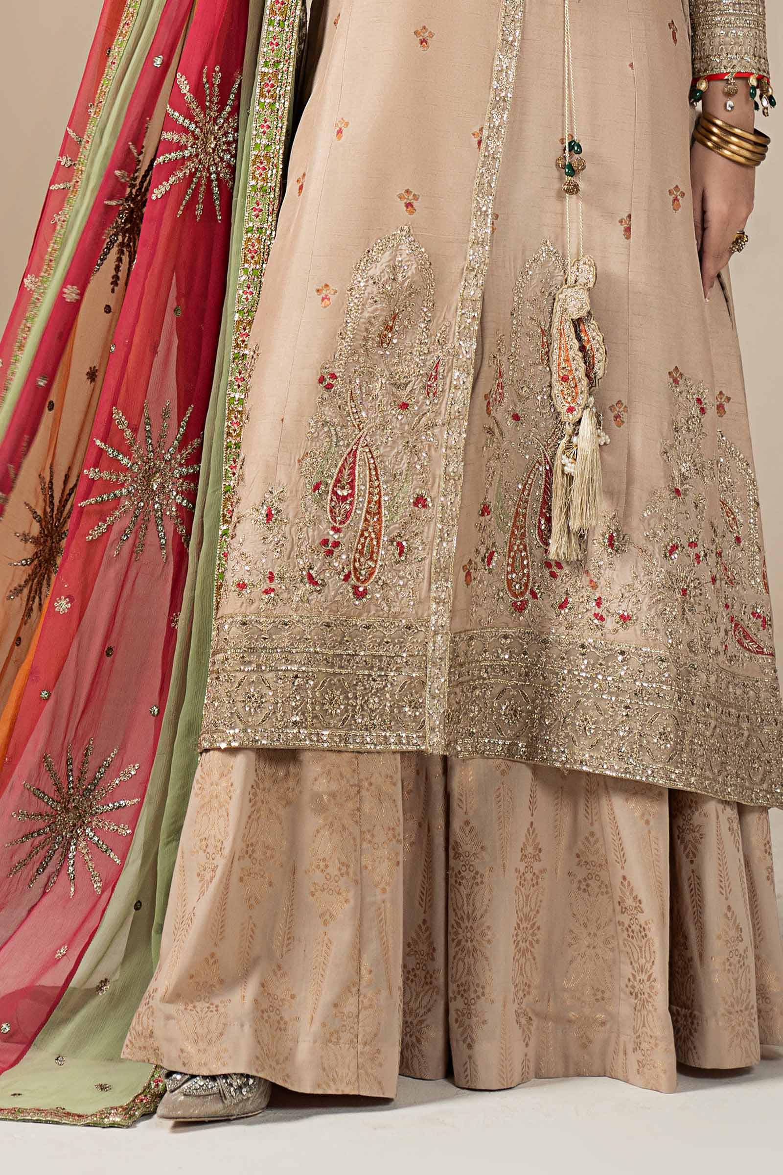 Maria.B. - 3 Piece Embroidered Raw Silk Suit