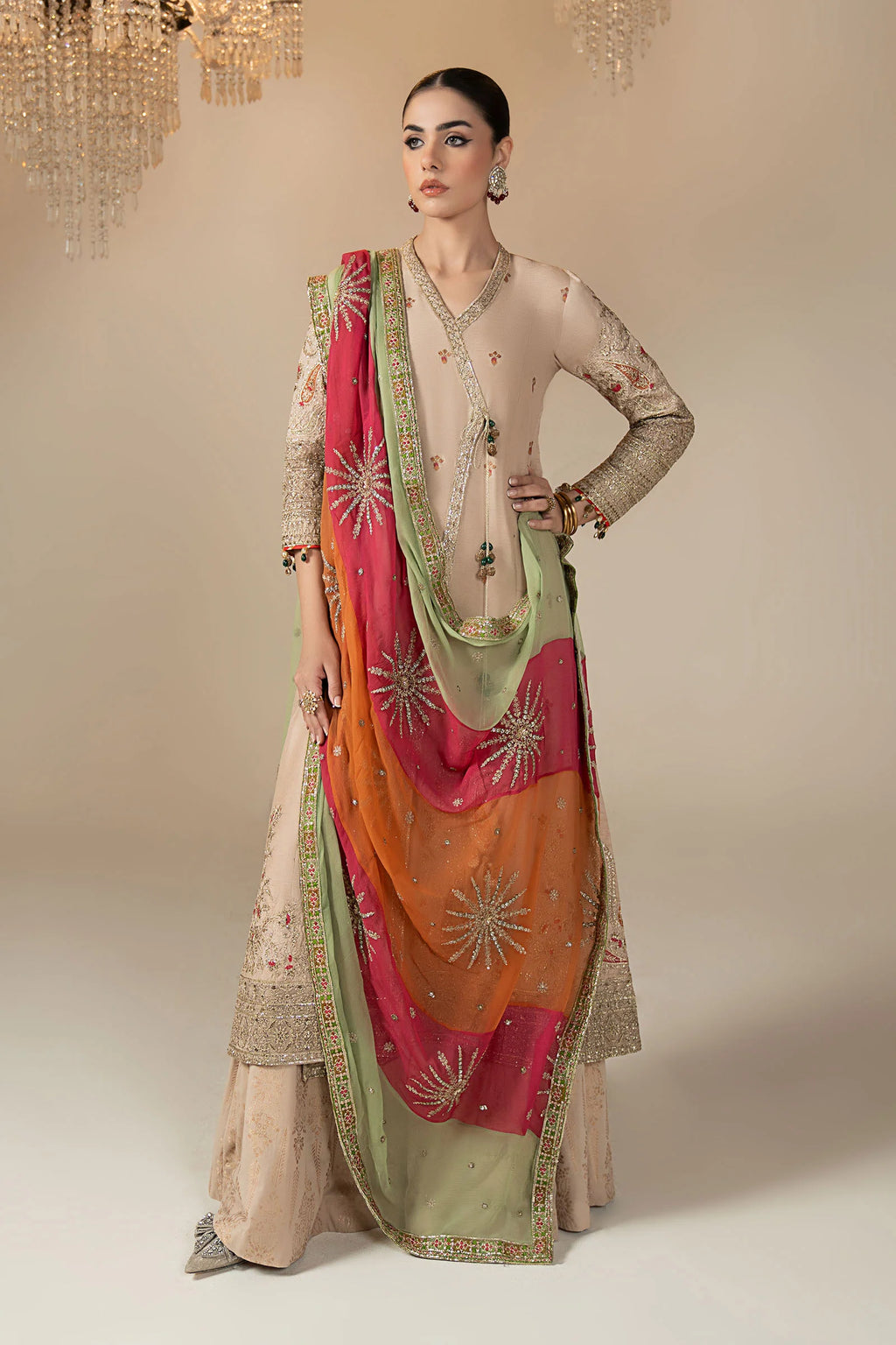Maria.B. - 3 Piece Embroidered Raw Silk Suit