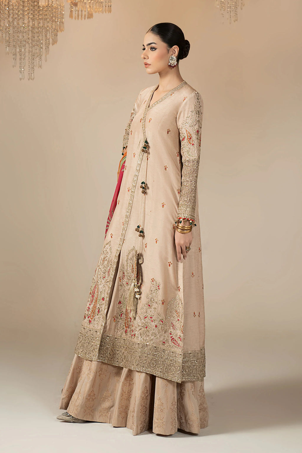 Maria.B. - 3 Piece Embroidered Raw Silk Suit