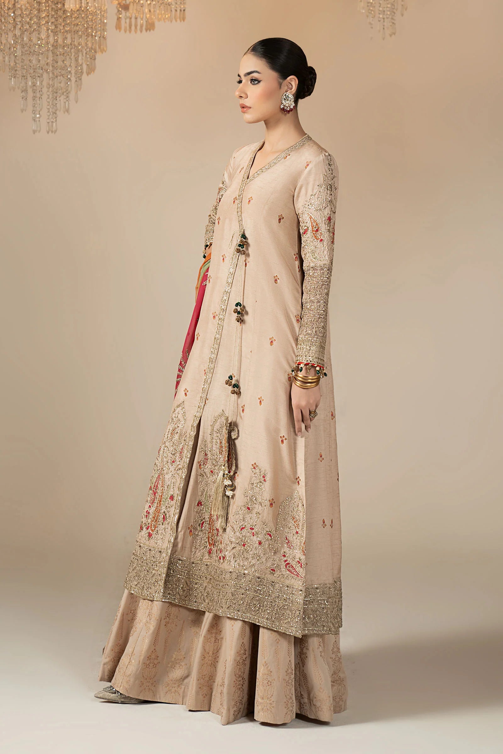 Maria.B. - 3 Piece Embroidered Raw Silk Suit