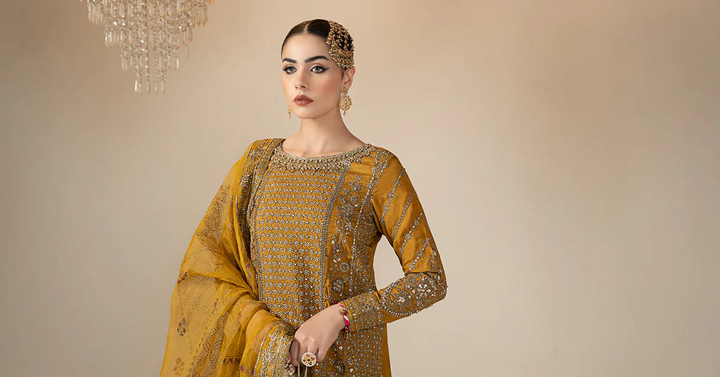 Maria.B. - 3 Piece Embroidered Raw Silk Suit
