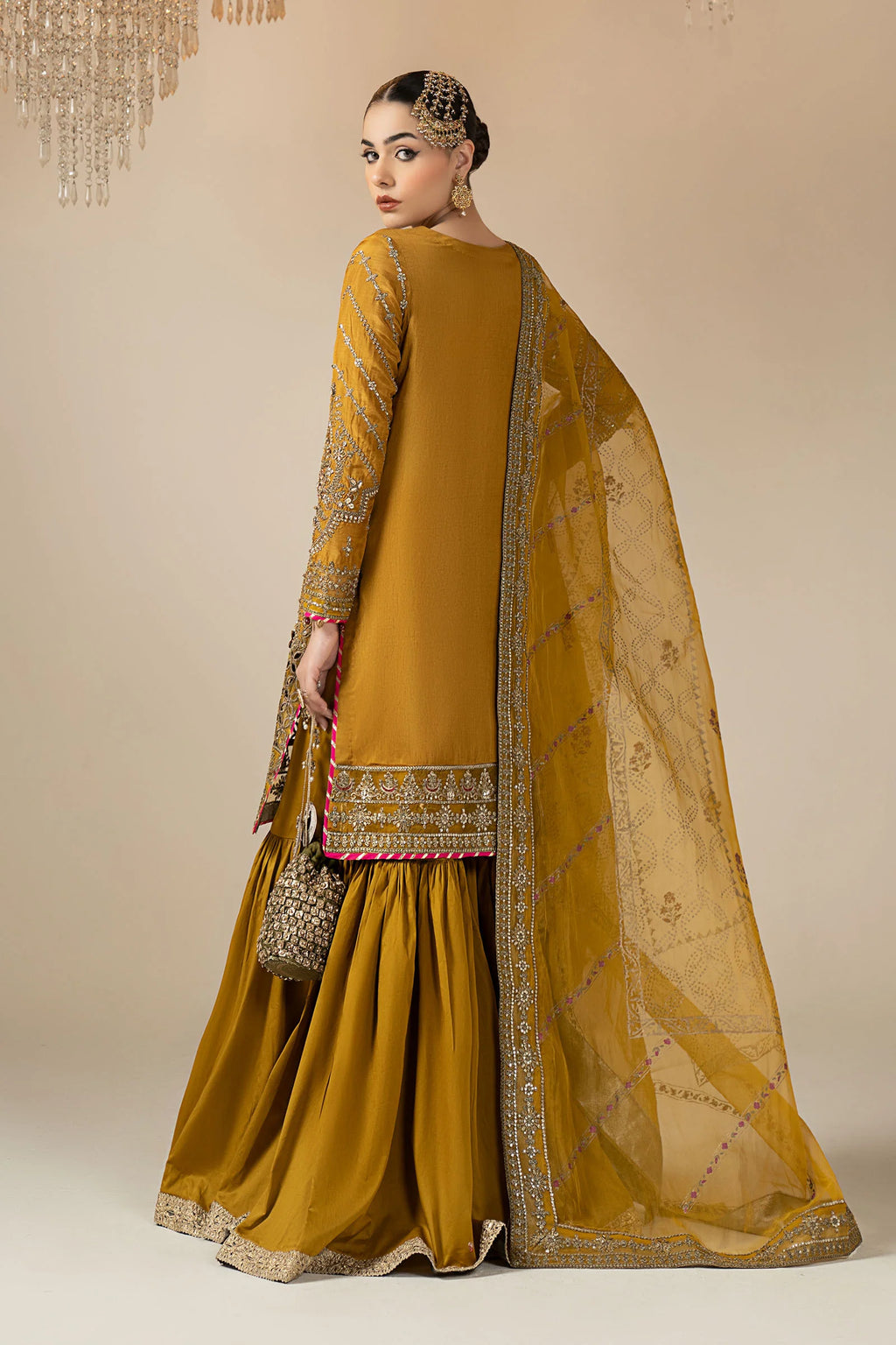 Maria.B. - 3 Piece Embroidered Raw Silk Suit