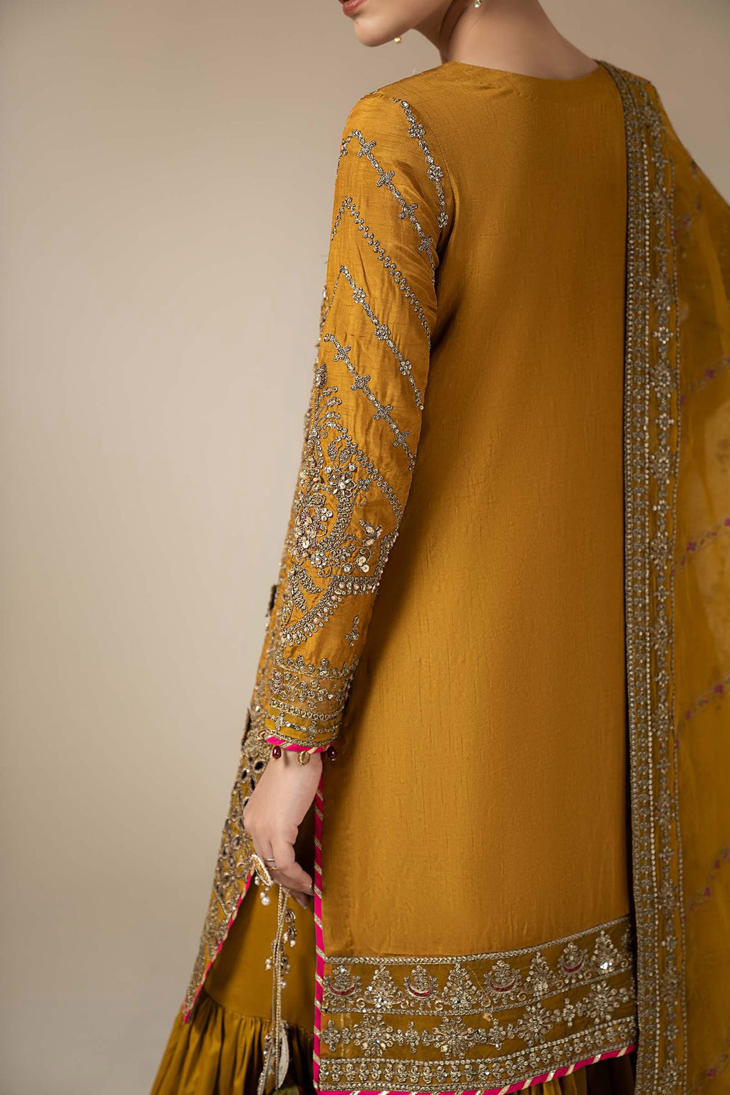 Maria.B. - 3 Piece Embroidered Raw Silk Suit