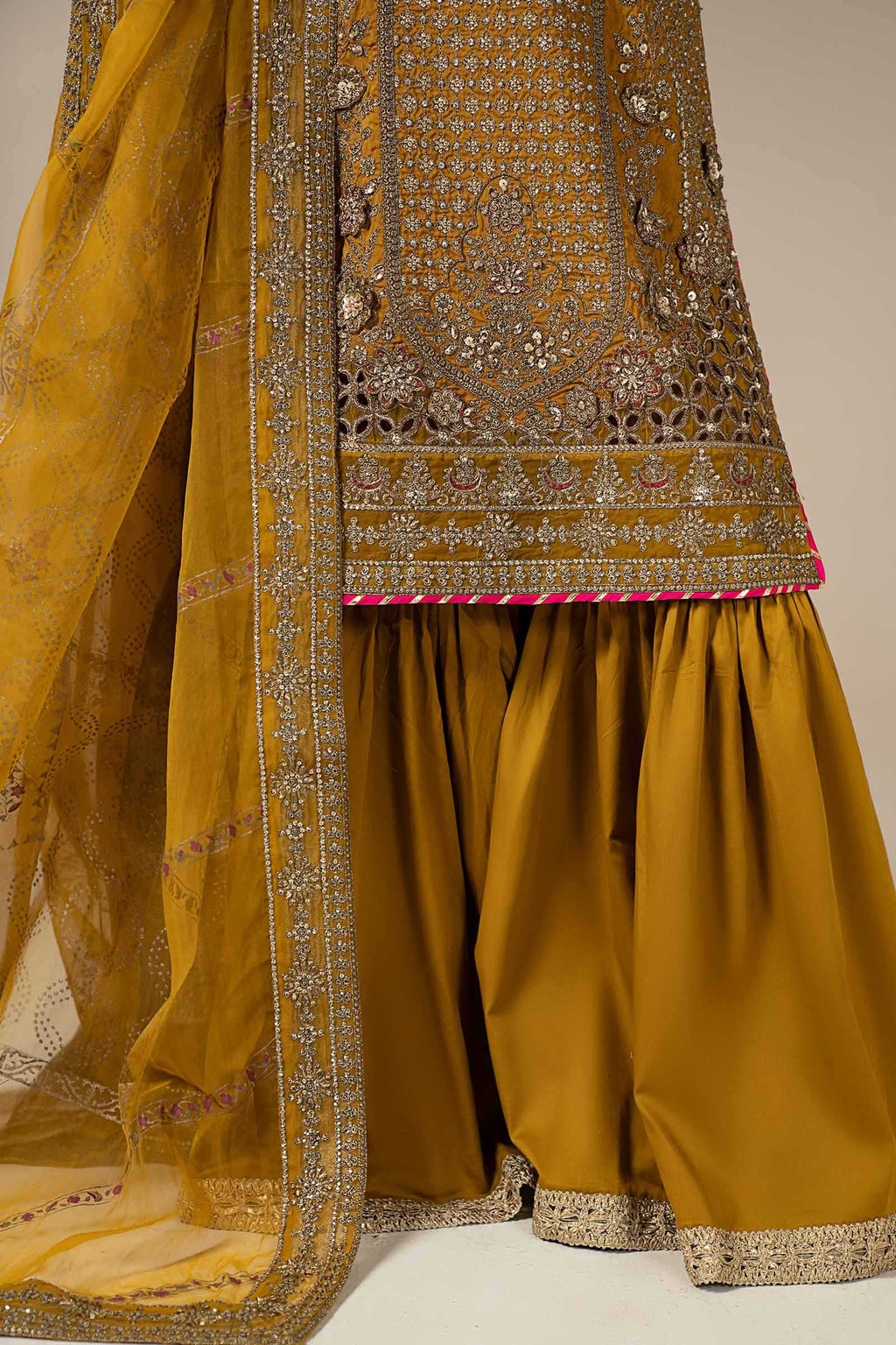 Maria.B. - 3 Piece Embroidered Raw Silk Suit