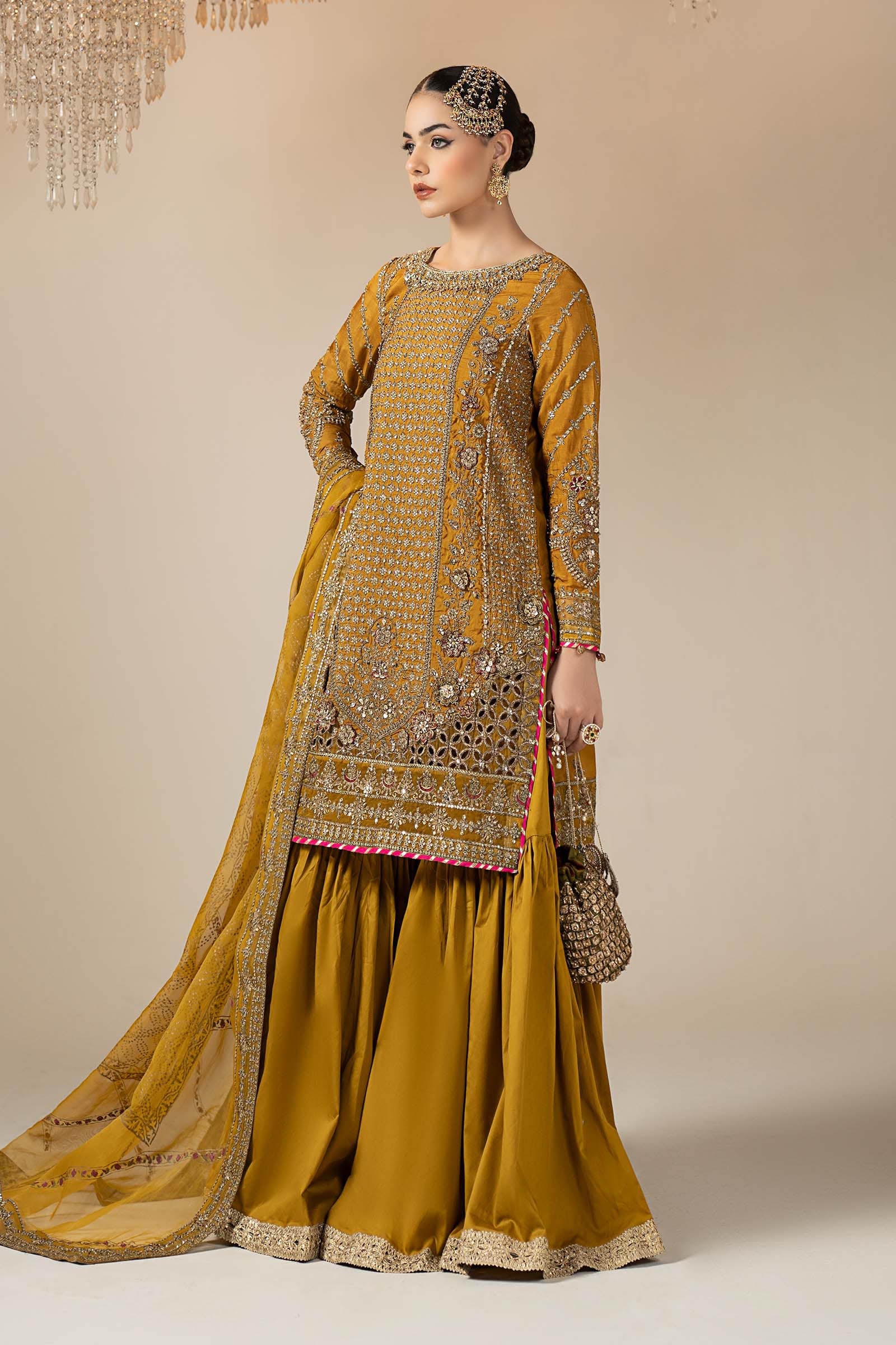 Maria.B. - 3 Piece Embroidered Raw Silk Suit